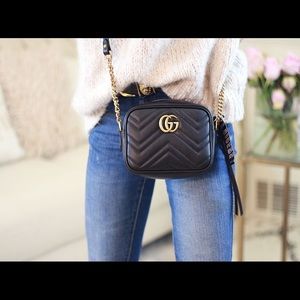 Gucci Marmont Camera Bag Mini In Black